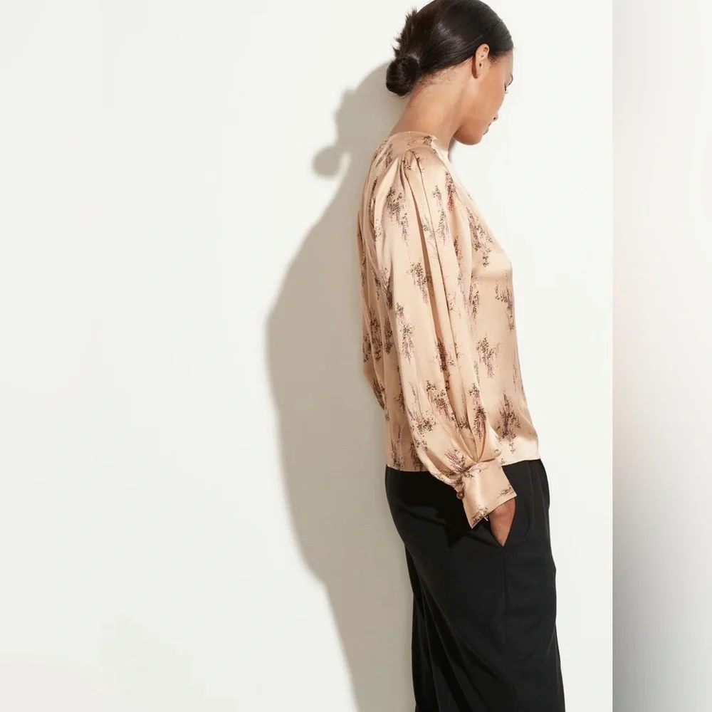 NWT Vince Wisteria Silk Mock Neck Blouse - Picture 7 of 7